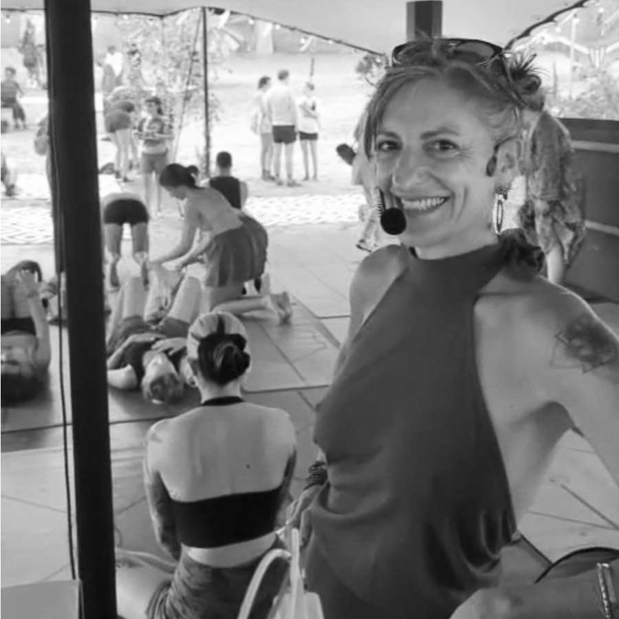 Dina cohen teaching a chair yoga class