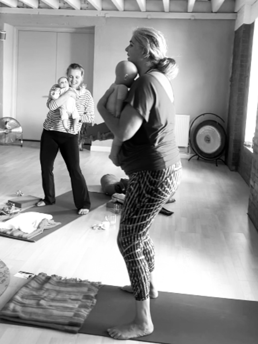 Alexa Dean taeching a post-natal teacher training course at the Shala