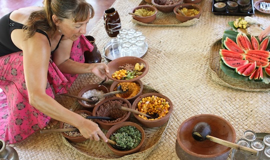 Home-grown evening meal at Ulpotha Yoga Retreat in Sri Lanka