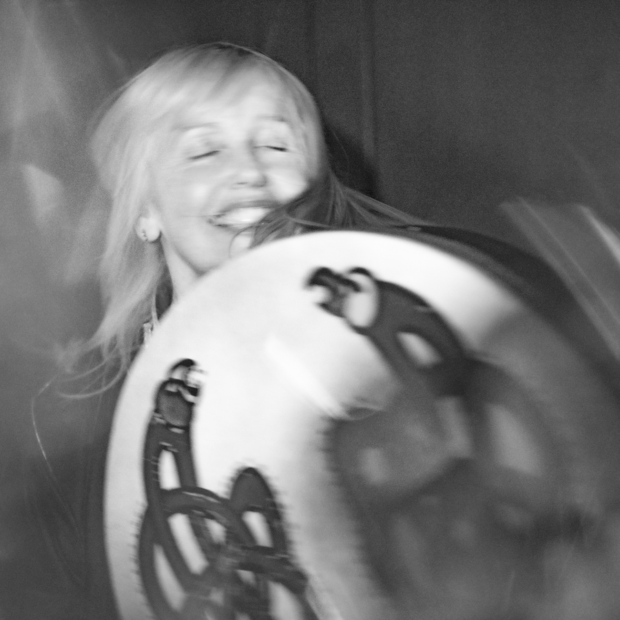 Anne Malone using a music Instrument during a Sound Training course